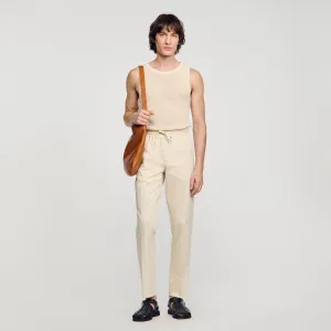 New Alpha Cotton Elasticated Straight-Leg Pants Light Beige