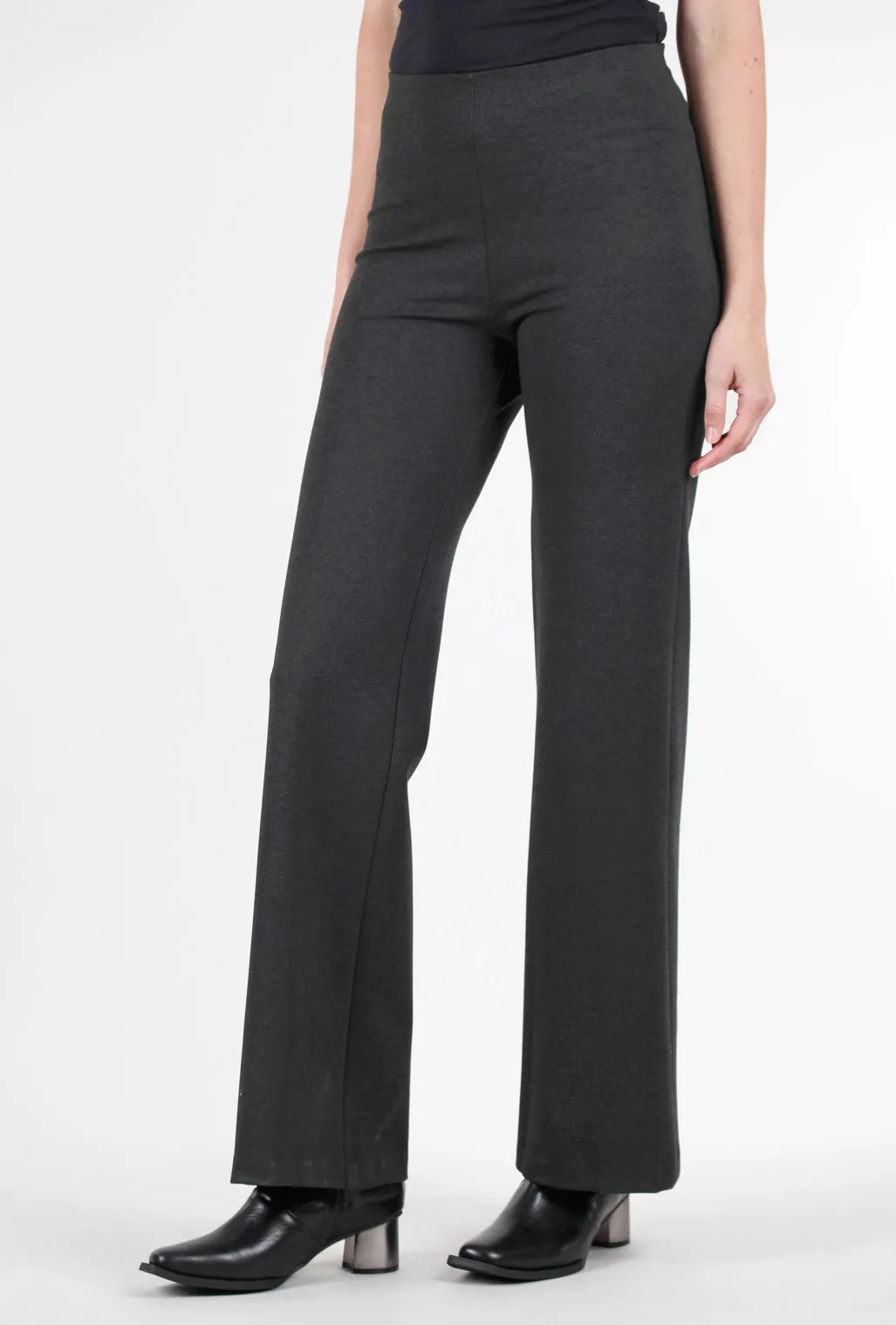 Olivia Ponte Knit Pant, Dark Charcoal