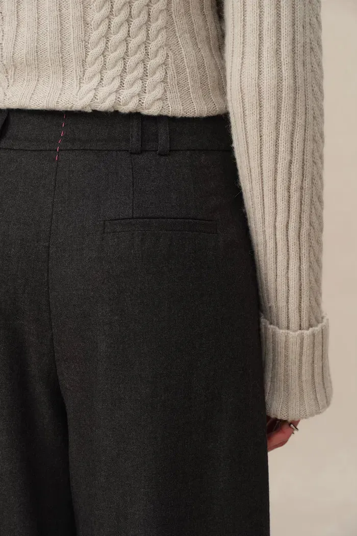 Paola Wide Leg Suit Pants in Fine Worsted Wool