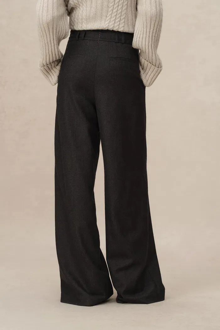 Paola Wide Leg Suit Pants in Fine Worsted Wool