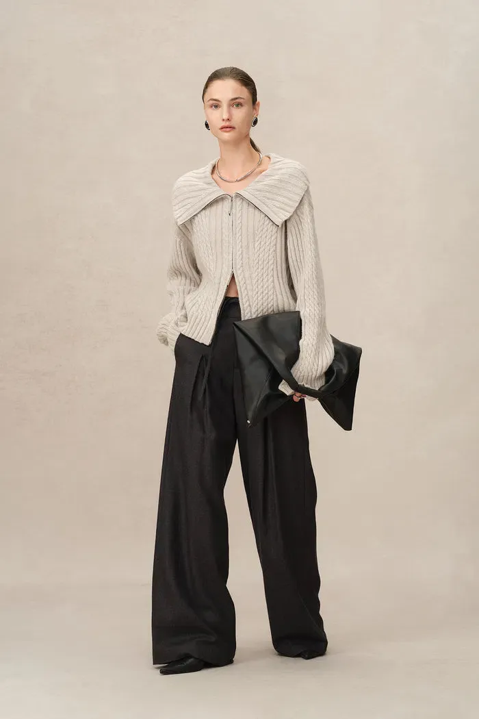 Paola Wide Leg Suit Pants in Fine Worsted Wool