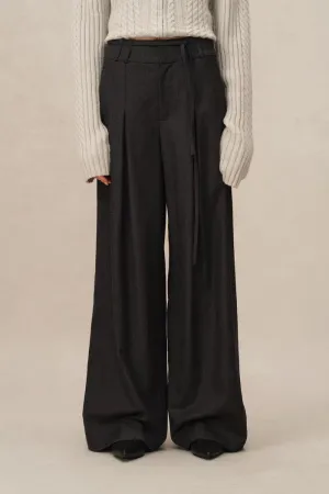Paola Wide Leg Suit Pants in Fine Worsted Wool