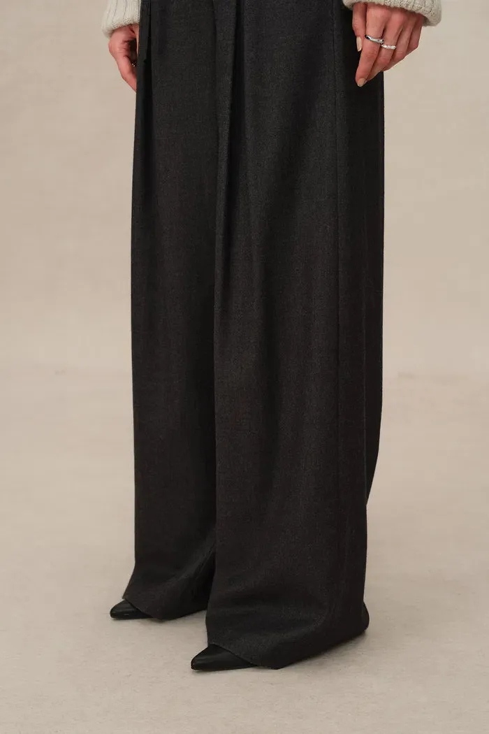 Paola Wide Leg Suit Pants in Fine Worsted Wool