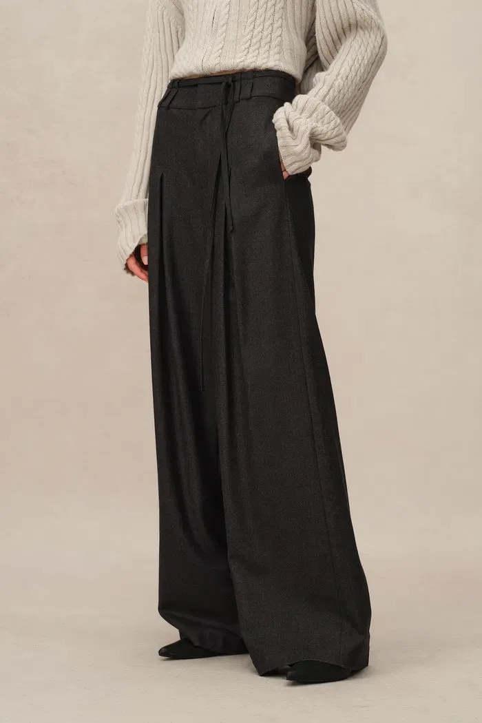 Paola Wide Leg Suit Pants in Fine Worsted Wool