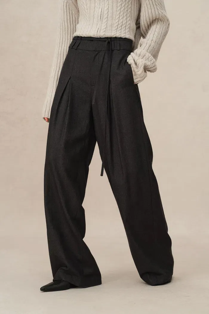 Paola Wide Leg Suit Pants in Fine Worsted Wool