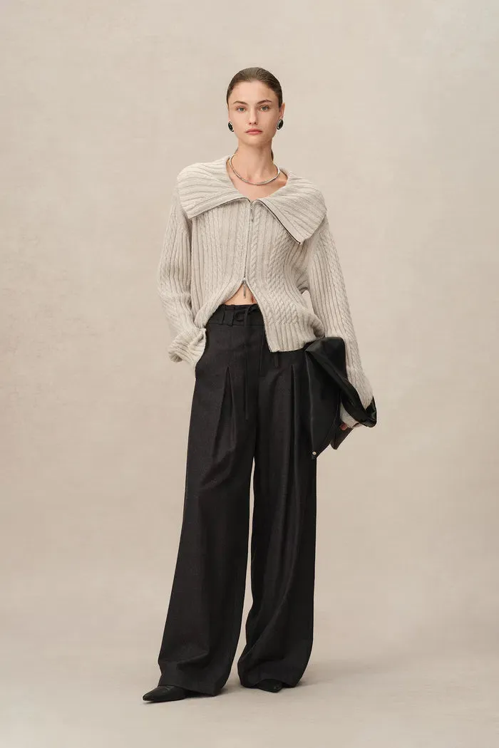 Paola Wide Leg Suit Pants in Fine Worsted Wool