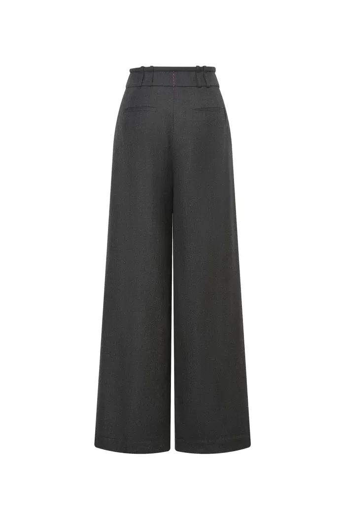 Paola Wide Leg Suit Pants in Fine Worsted Wool