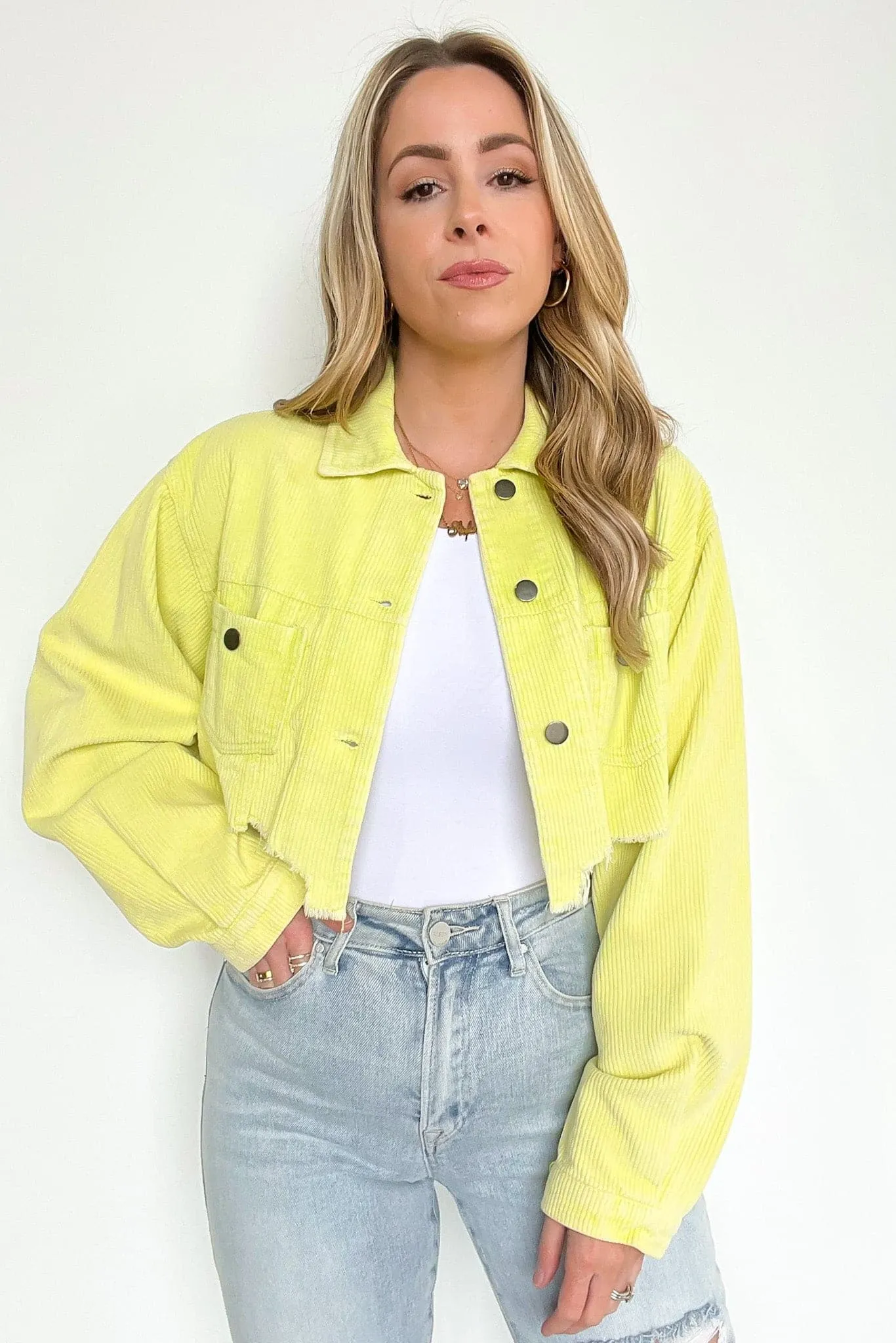 Perfect Promise Cropped Distressed Corduroy Jacket - FINAL SALE