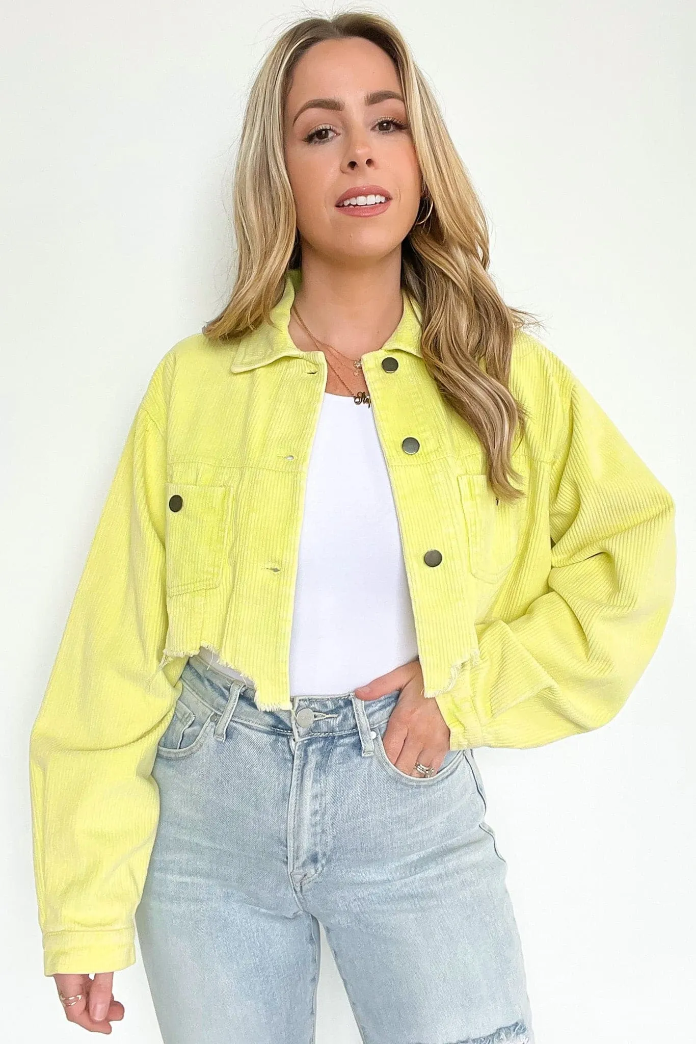 Perfect Promise Cropped Distressed Corduroy Jacket - FINAL SALE