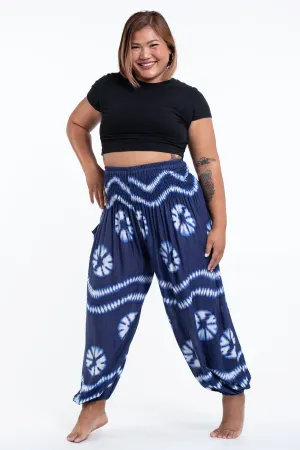 Plus Size Tie Dye Women's Harem Pants in Indigo