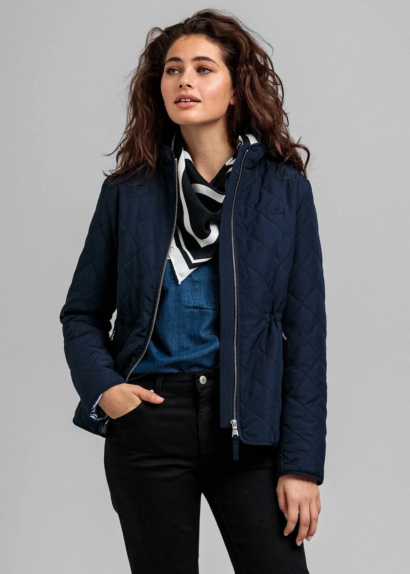 Quilted Fitted Jacket - Evening Blue