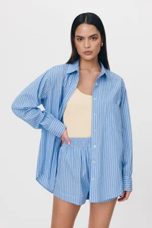 Ramona Organic Long Sleeve Shirt Cornflower Stripe