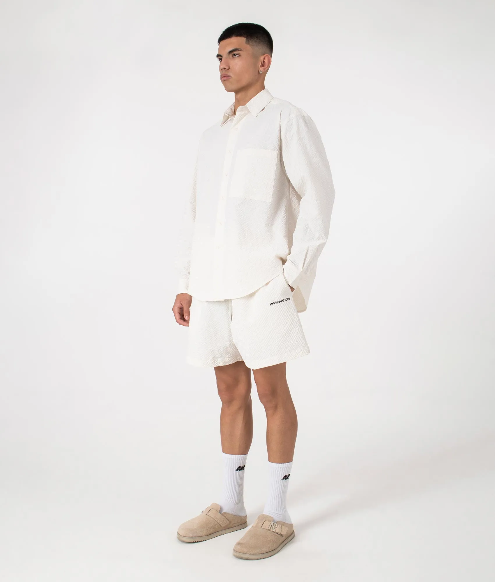 Relaxed Fit Seersucker Shorts