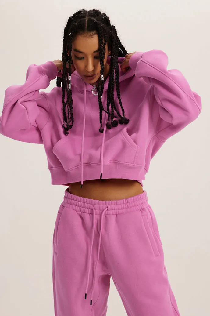 Retro Hooded Pullover Crop Top Sweatshirt Hoodie
