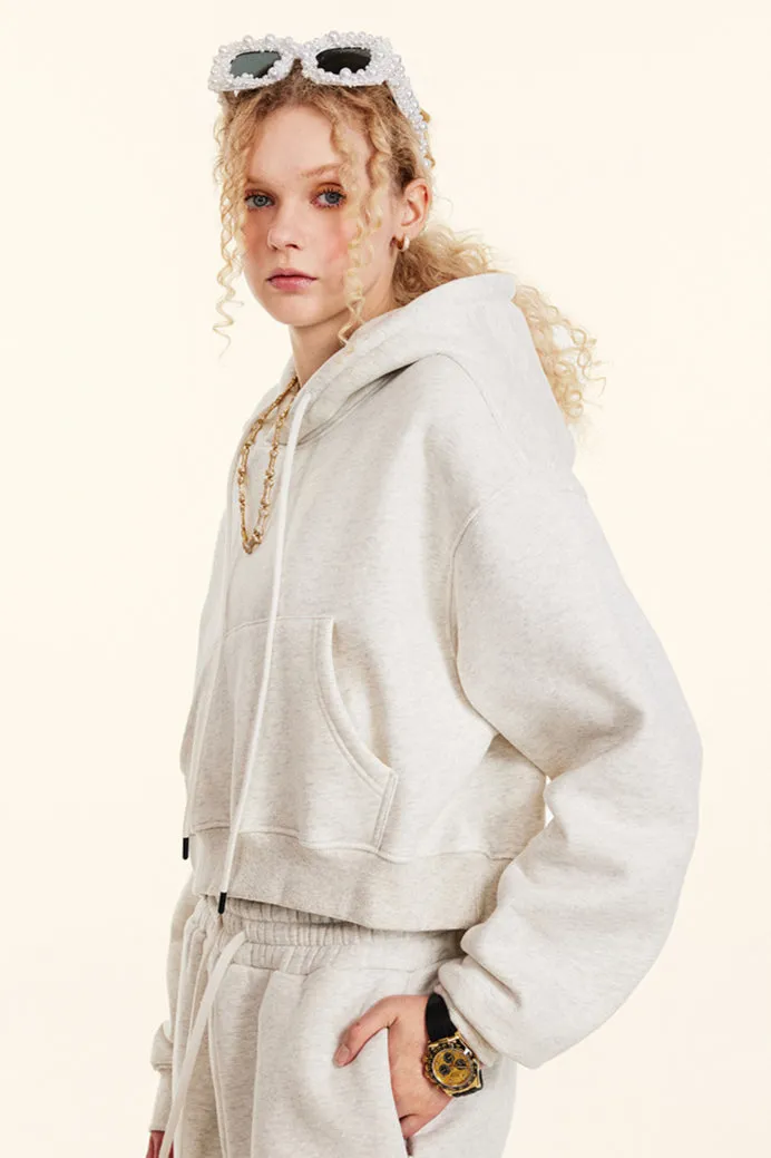 Retro Hooded Pullover Crop Top Sweatshirt Hoodie