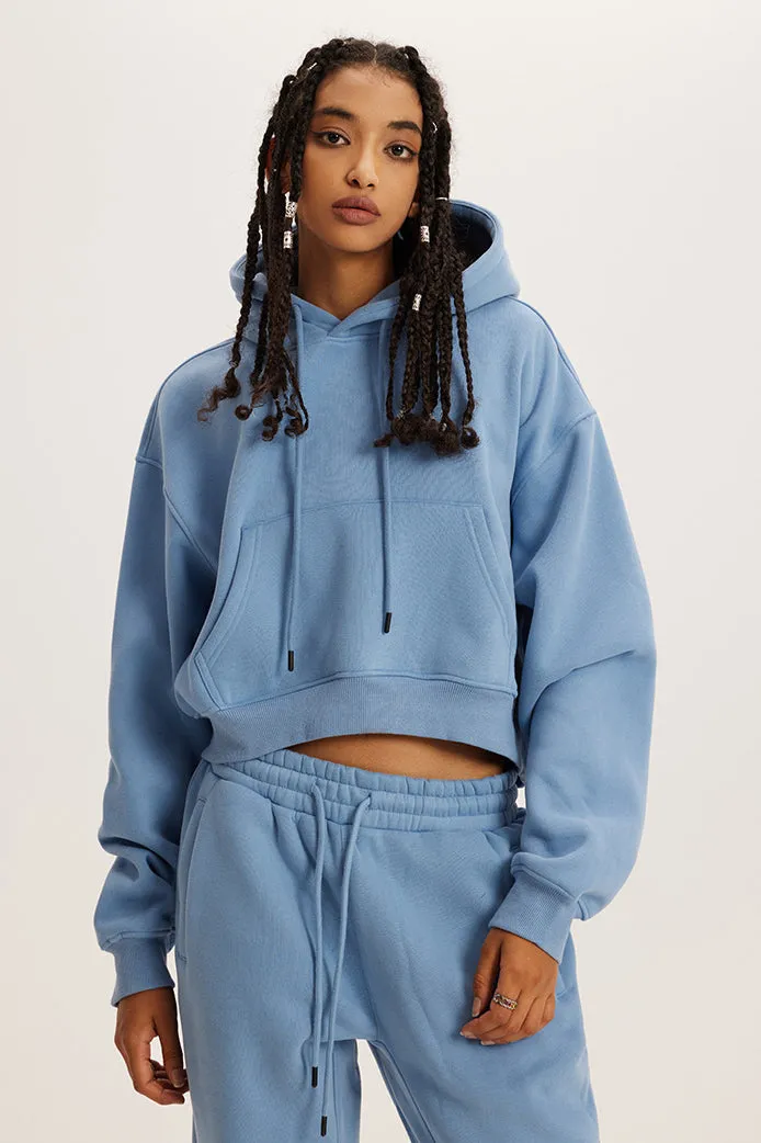 Retro Hooded Pullover Crop Top Sweatshirt Hoodie