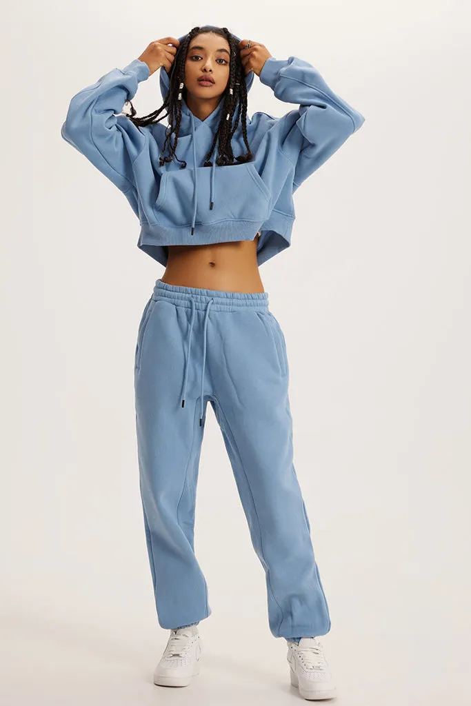 Retro Hooded Pullover Crop Top Sweatshirt Hoodie