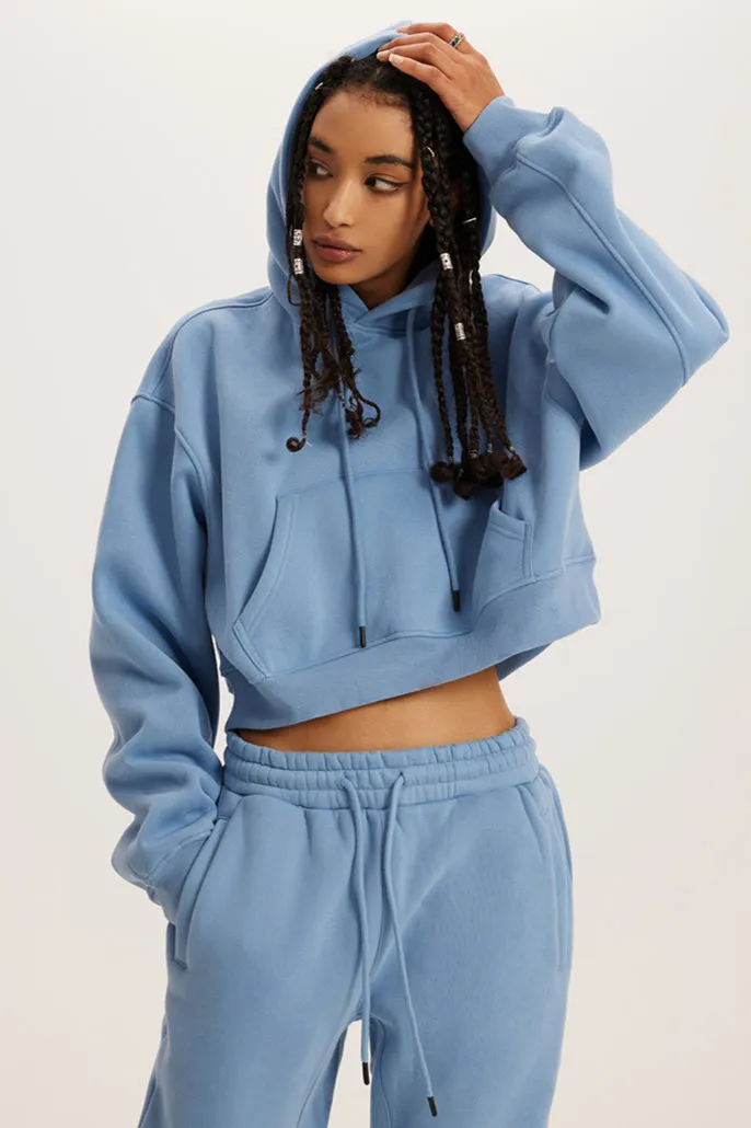 Retro Hooded Pullover Crop Top Sweatshirt Hoodie