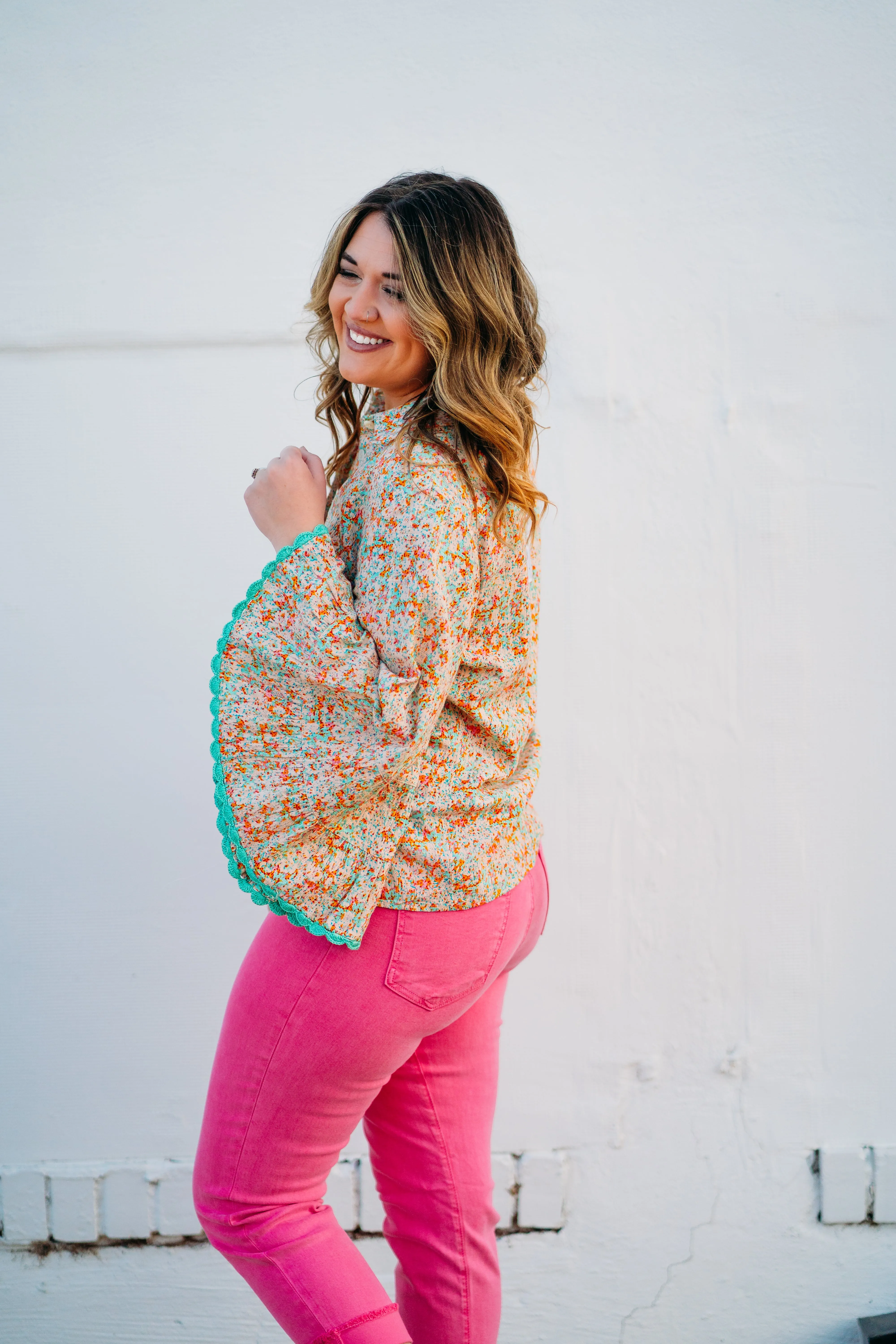Sister Mary: Luz Coral Floral Top