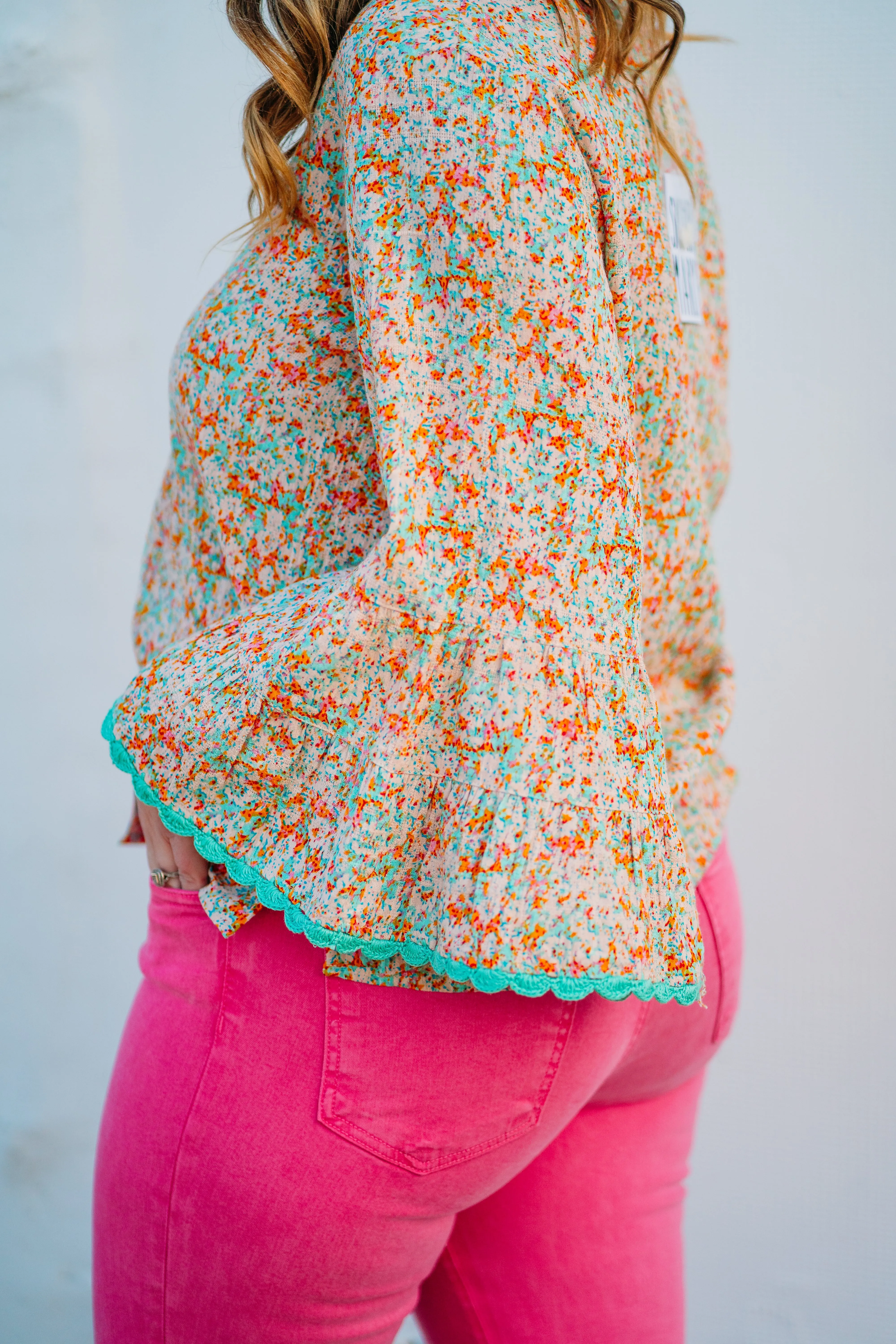 Sister Mary: Luz Coral Floral Top