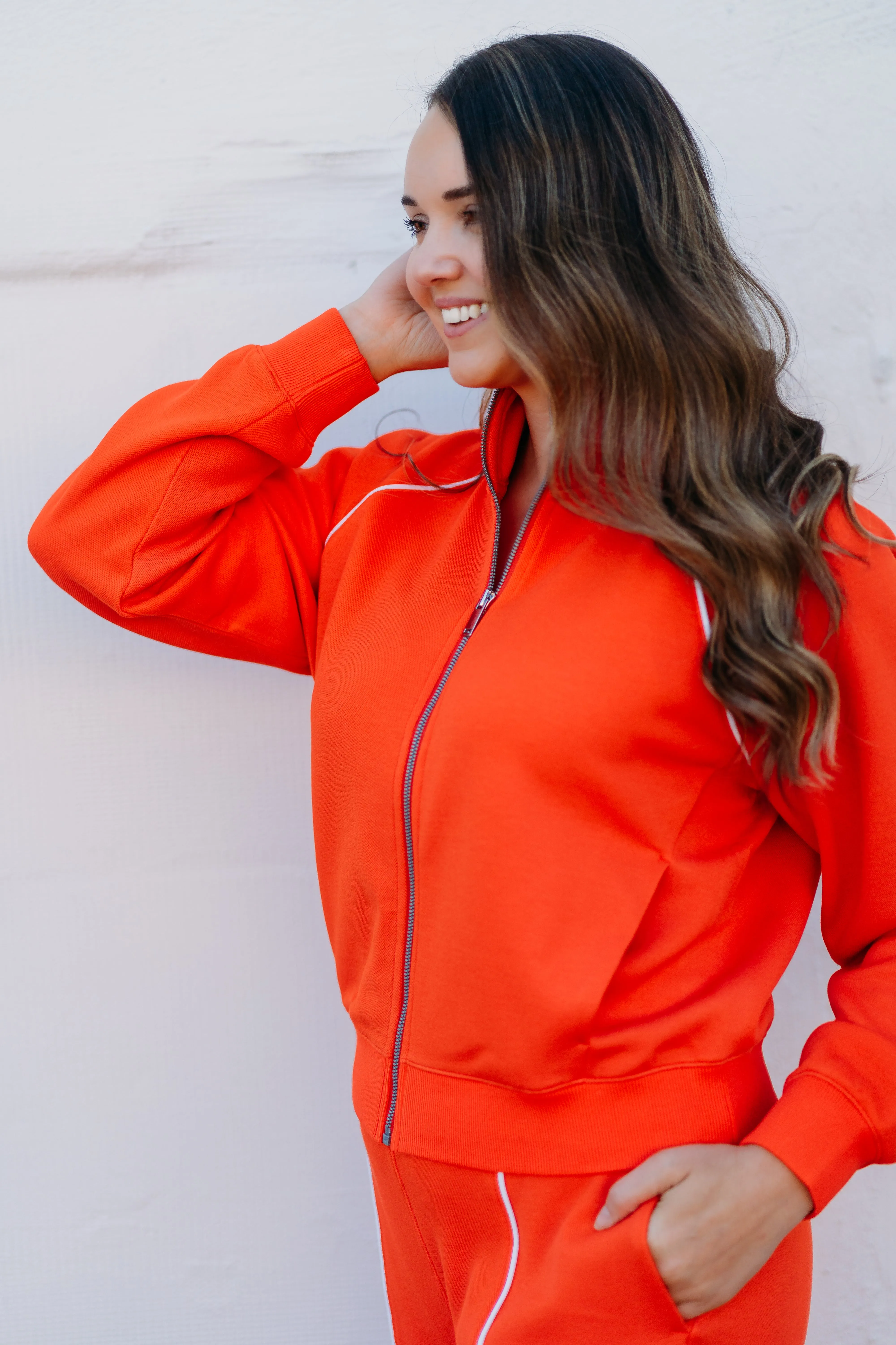 Spanx: Airpique Track Jacket in Poppy