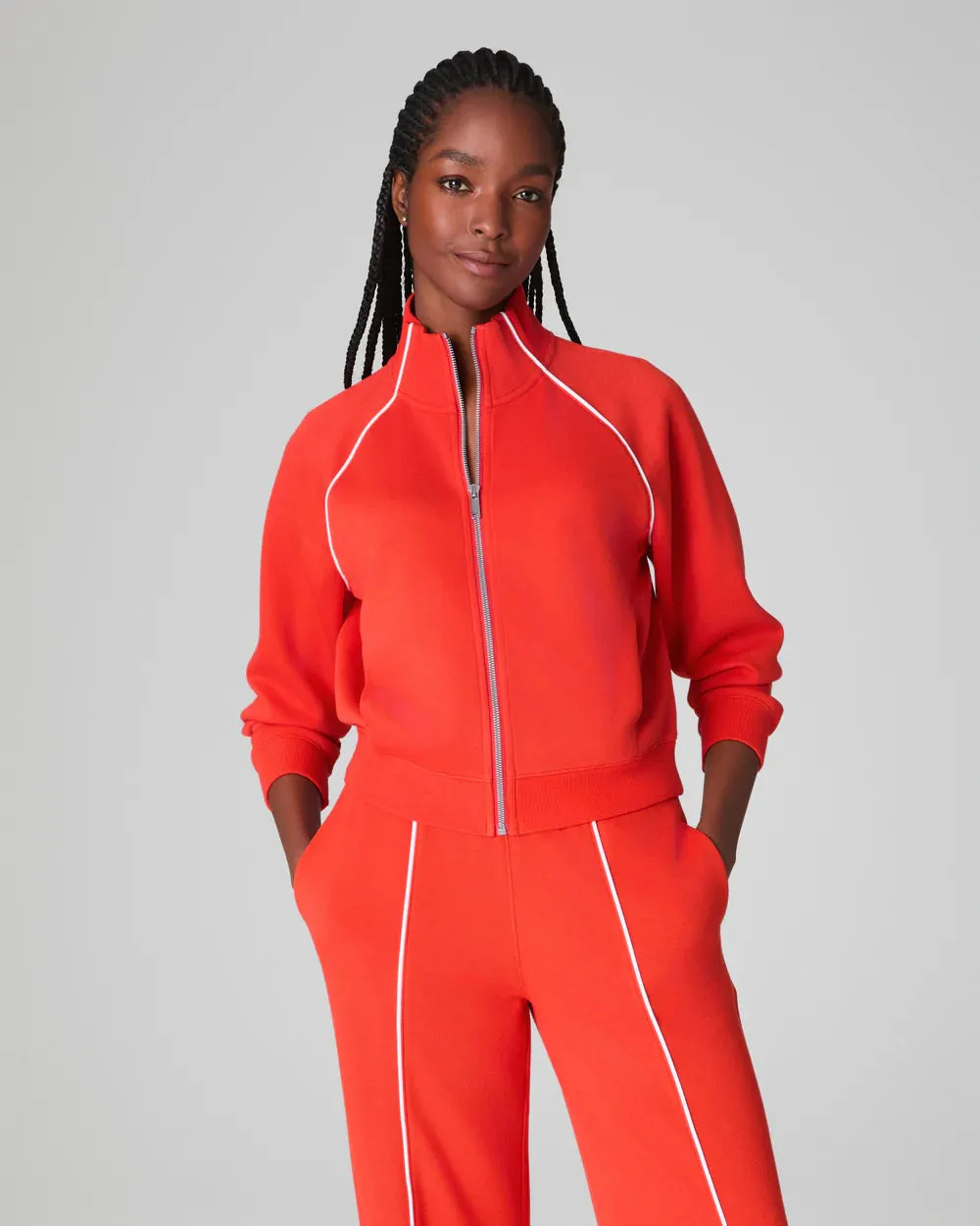 Spanx: Airpique Track Jacket in Poppy