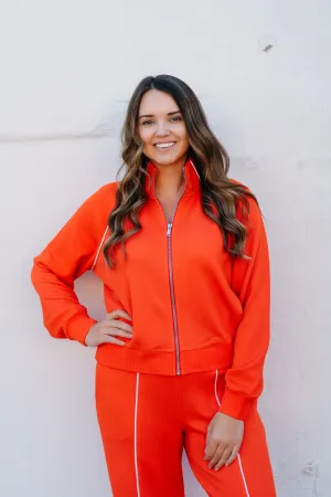 Spanx: Airpique Track Jacket in Poppy