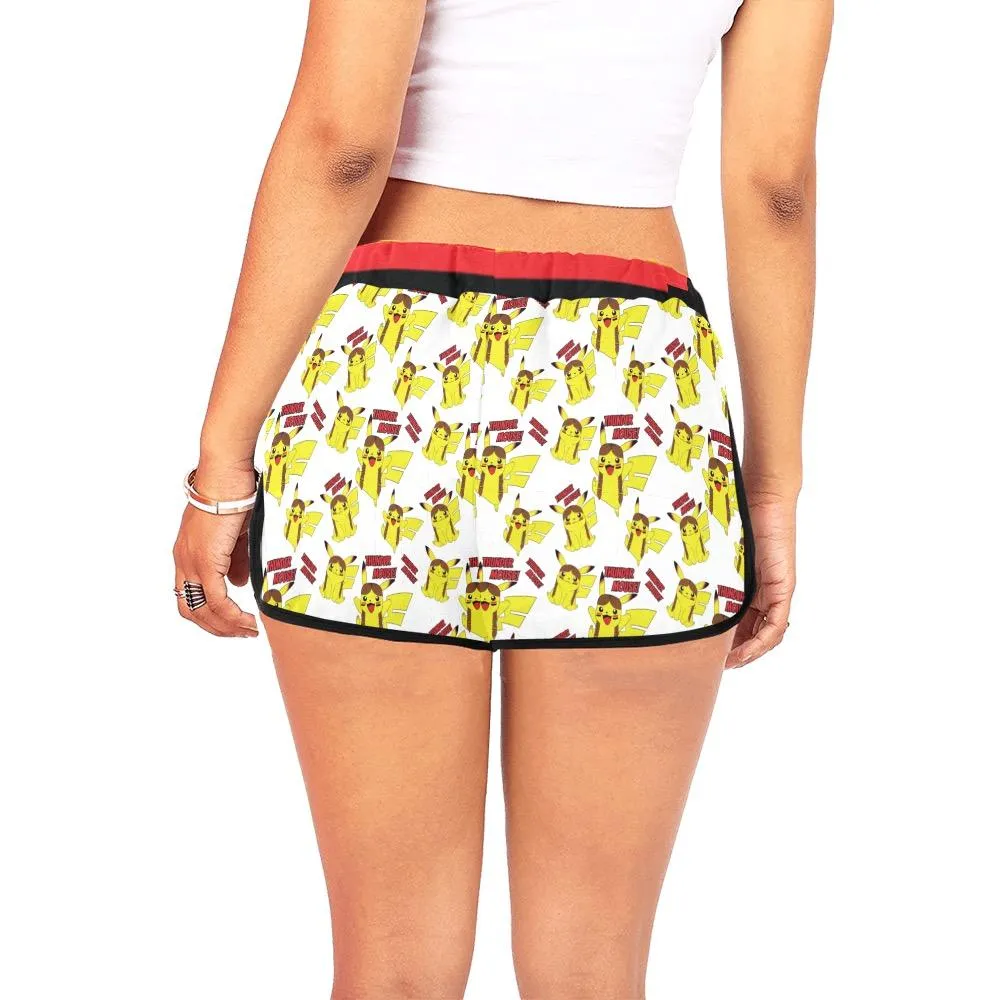 Thunder Mouse Shorts White Women's Relaxed Shorts