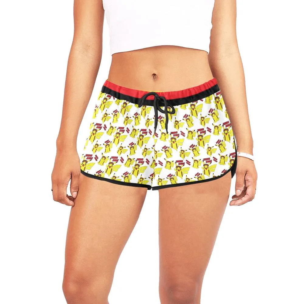 Thunder Mouse Shorts White Women's Relaxed Shorts