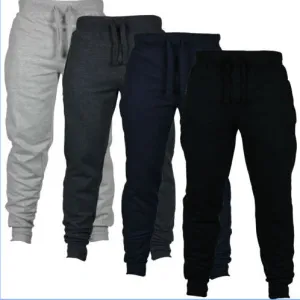 TikTok ebay new men's fitness sports pants men's solid color rope pulled velvet European size casual pants