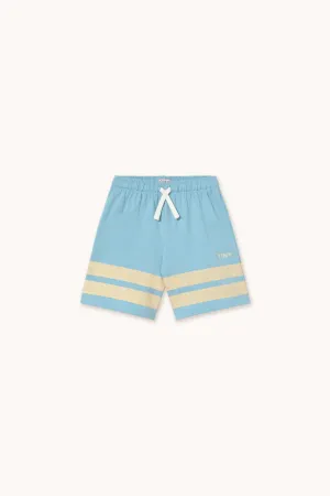 Tinycottons Dusty Blue Stripes Logo Shorts