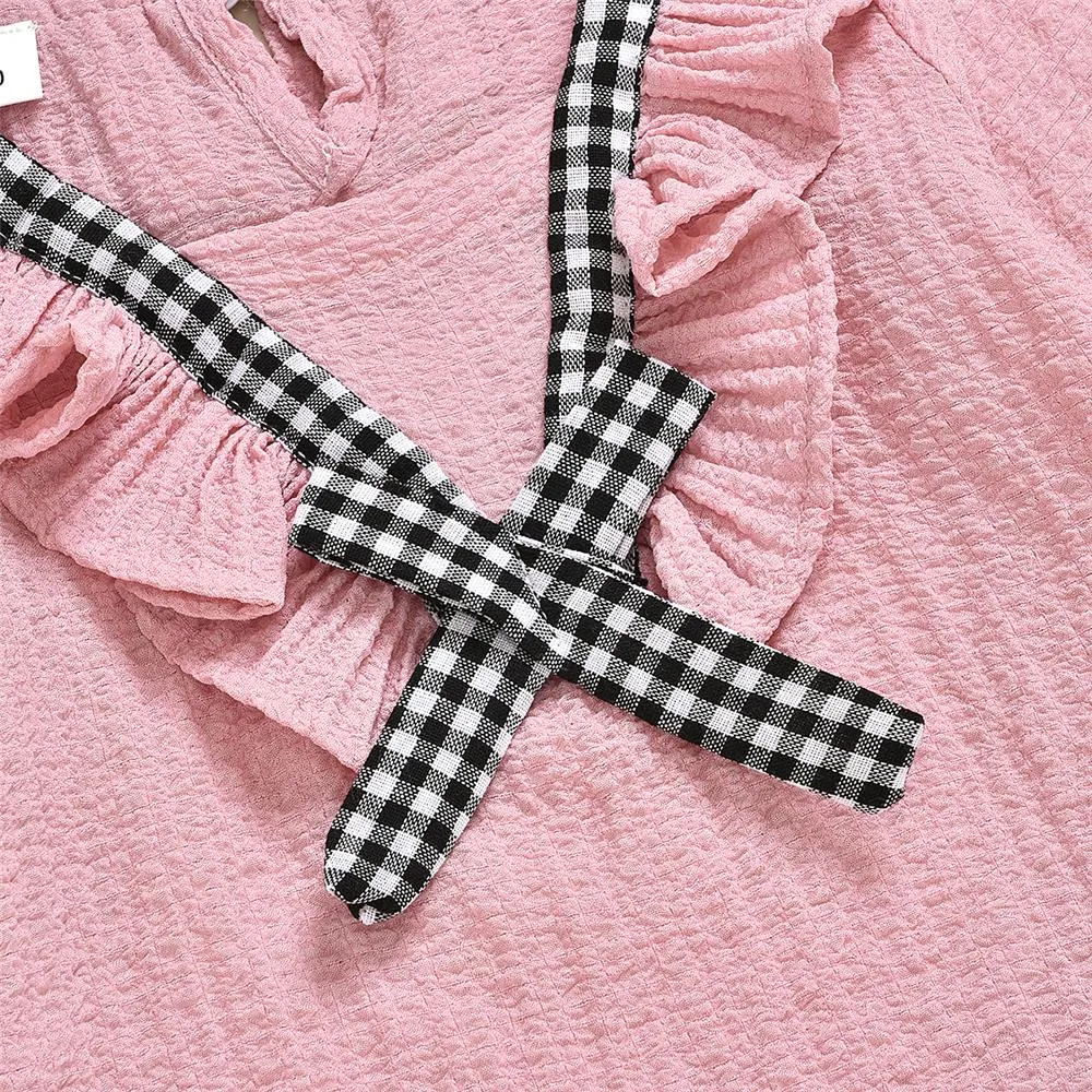 Toddler Girls Casual Plaid Long Sleeve Top & Pants Wholesale Girls