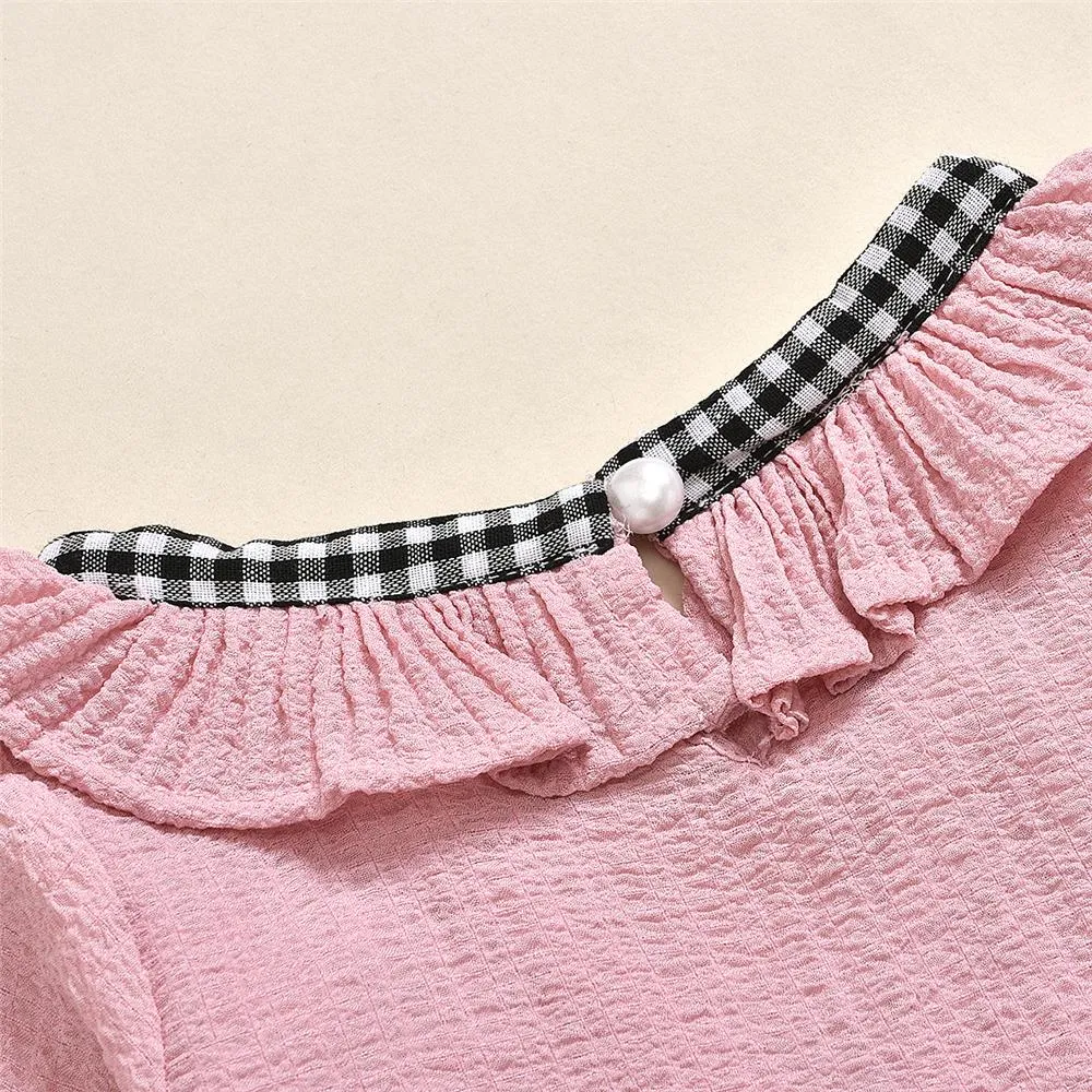 Toddler Girls Casual Plaid Long Sleeve Top & Pants Wholesale Girls