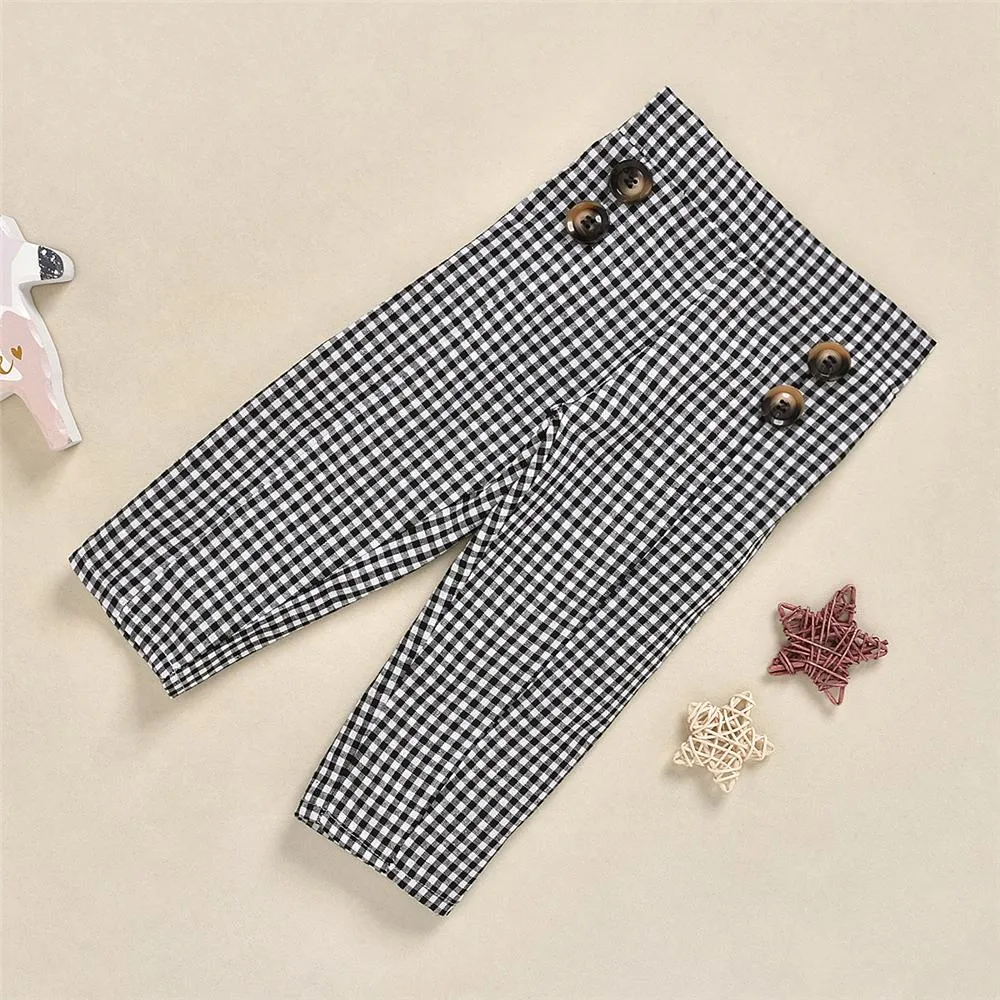 Toddler Girls Casual Plaid Long Sleeve Top & Pants Wholesale Girls