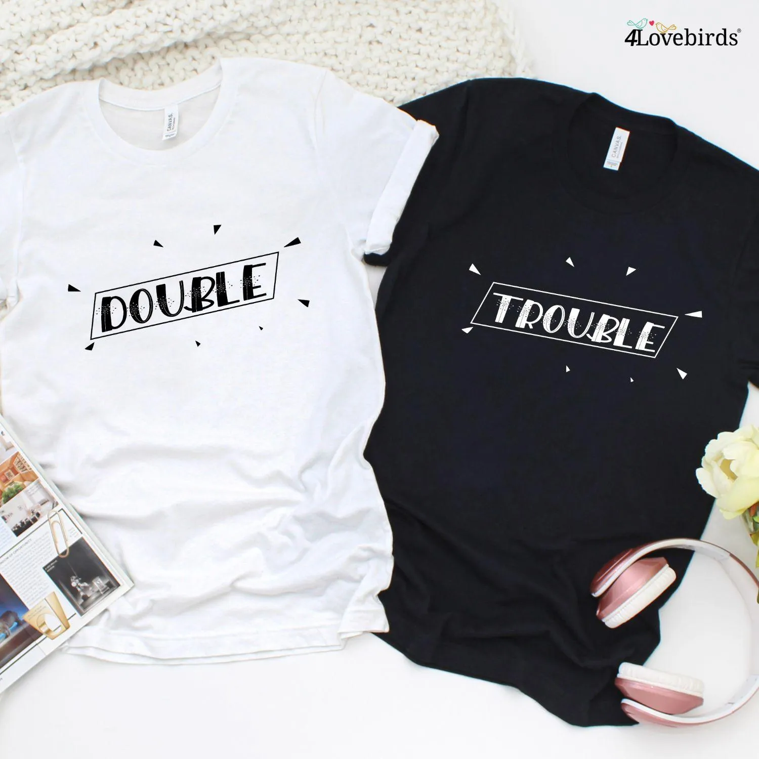 Valentines Day Matching Set: Double Trouble Hoodie & Sweatshirt for Couples!