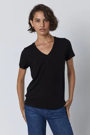 Velvet by Jenny Graham Runyon 06 Short Sleeve V-Neck Tee | Black