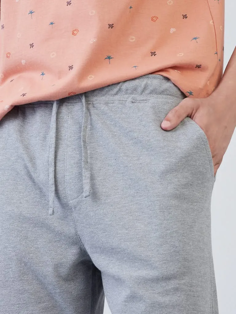 WES Lounge Grey-Melange Relaxed-Fit Shorts