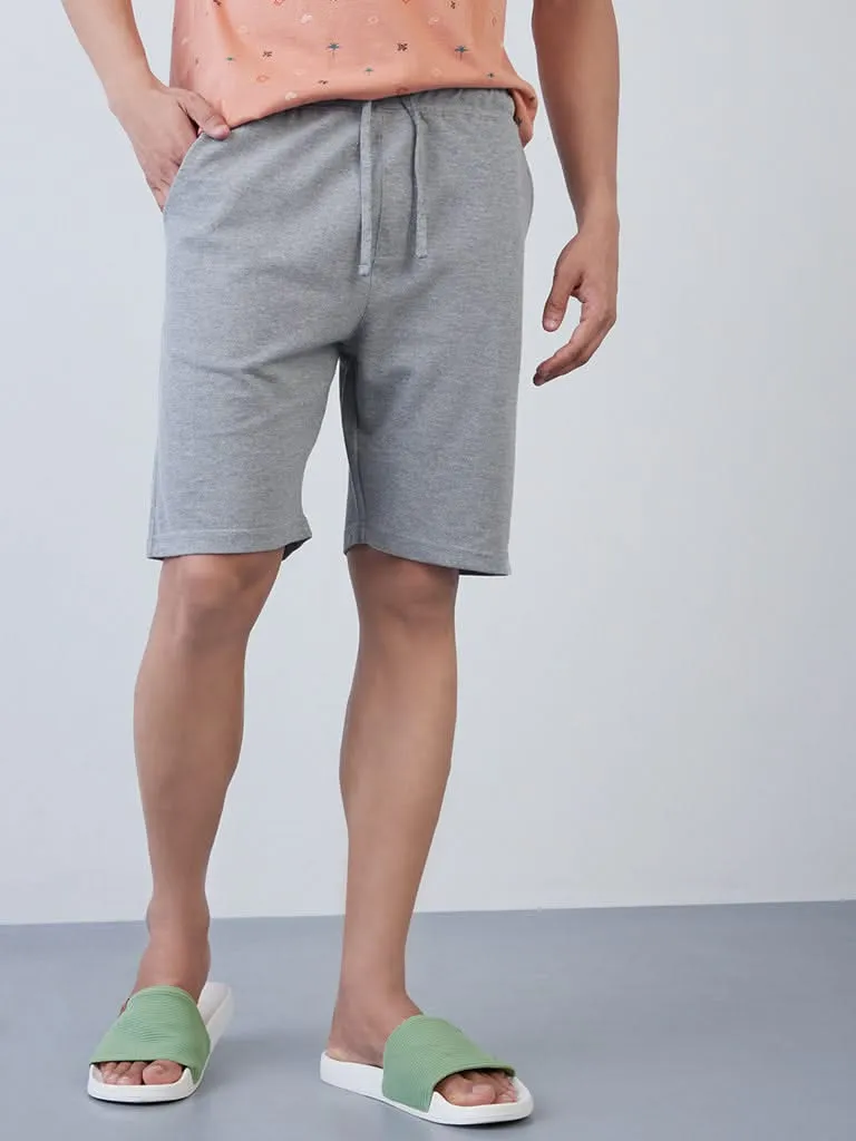 WES Lounge Grey-Melange Relaxed-Fit Shorts