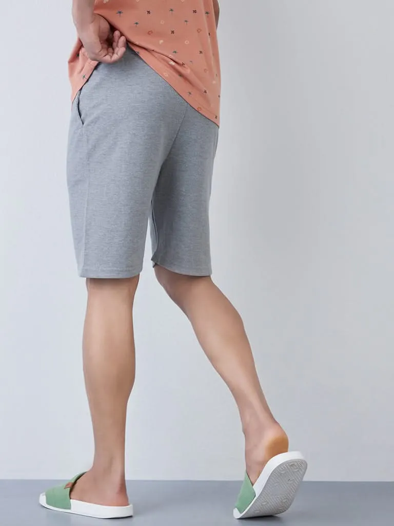 WES Lounge Grey-Melange Relaxed-Fit Shorts
