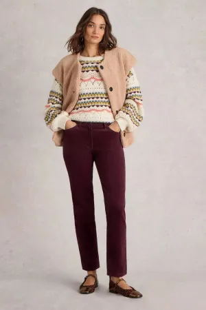 White Stuff Brooke Straight Cord Mid Plum Trouser