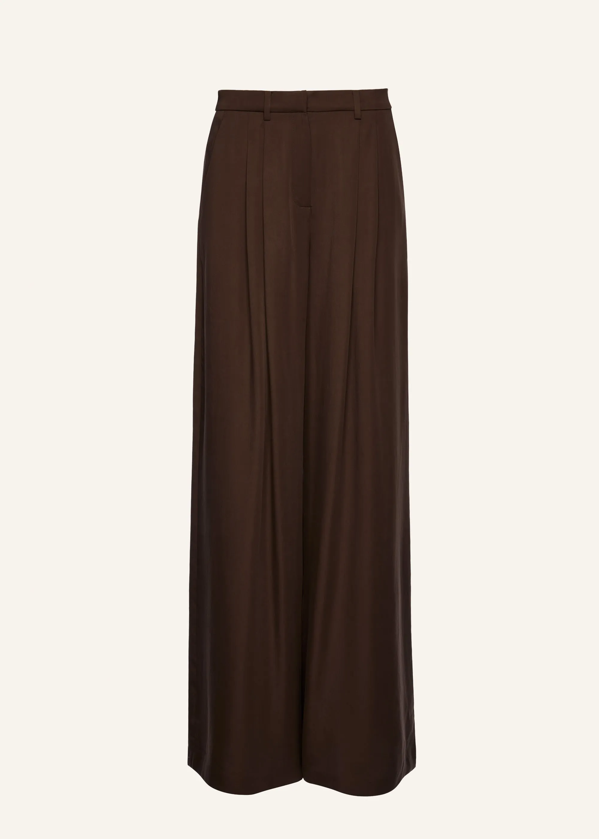 Wide-leg lyocell trousers in brown
