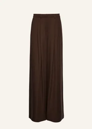 Wide-leg lyocell trousers in brown