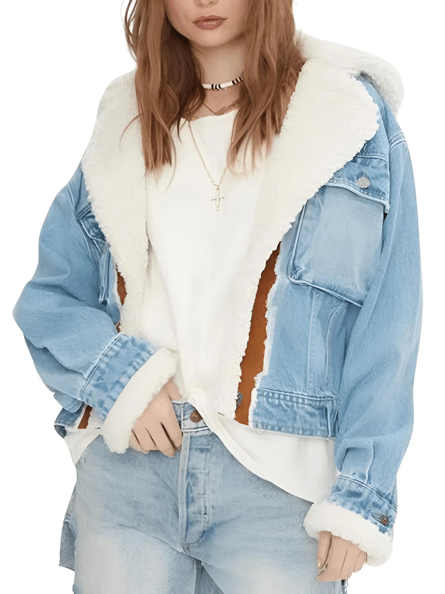Women's Hooded Patchwork Denim Jacket