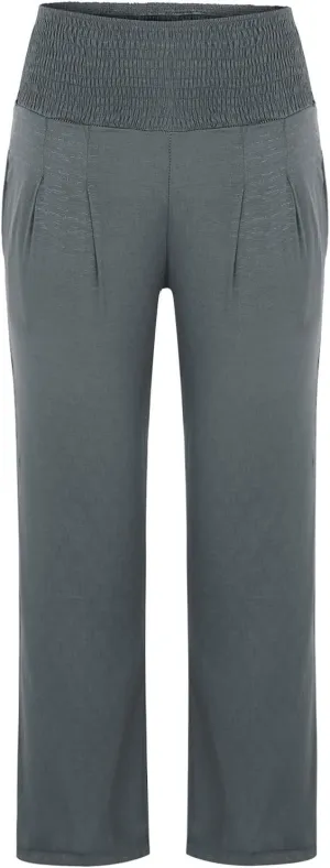 Womens Linen Blend Summer Split Flowy Pants Elastic Waist Long Lounge Slim Fit Pant Trousers Work Business