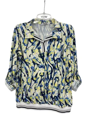 Yellow and Blue Top with Collar and Elasticated Waist