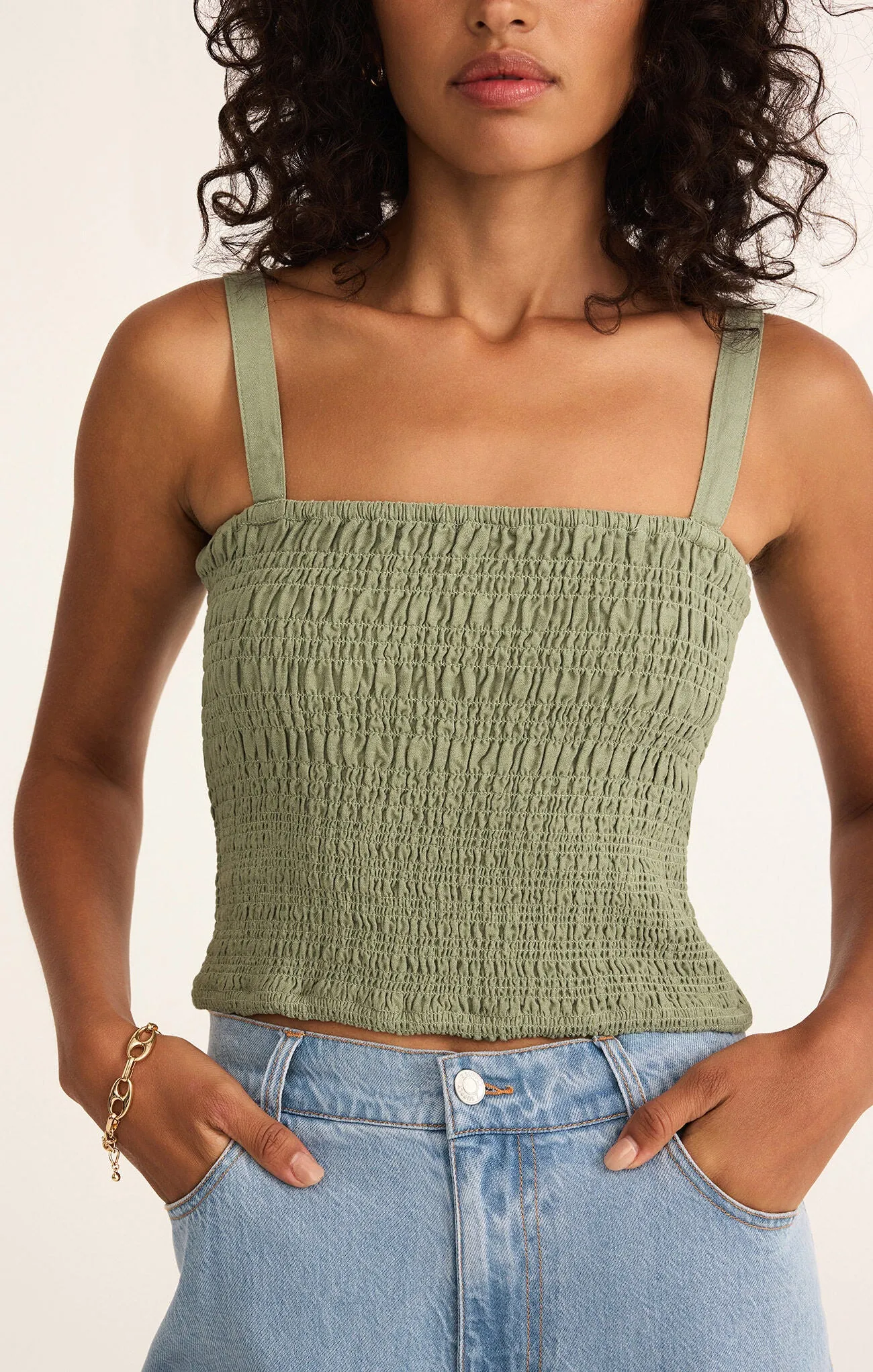Z Supply: Amelie Linen Top in Avocado